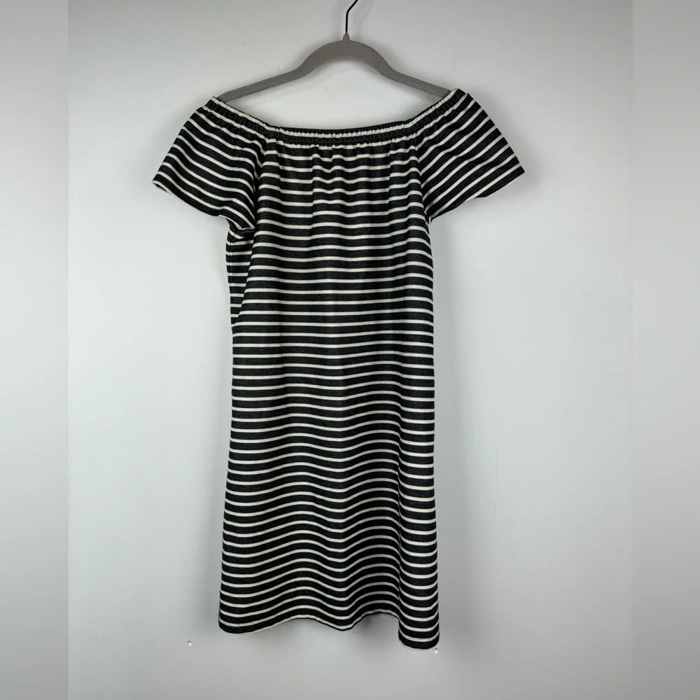 Madewell Mimi Stripe Off the Shoulder Minidress, Black and White Stripe, Size S - Picture 1 of 8